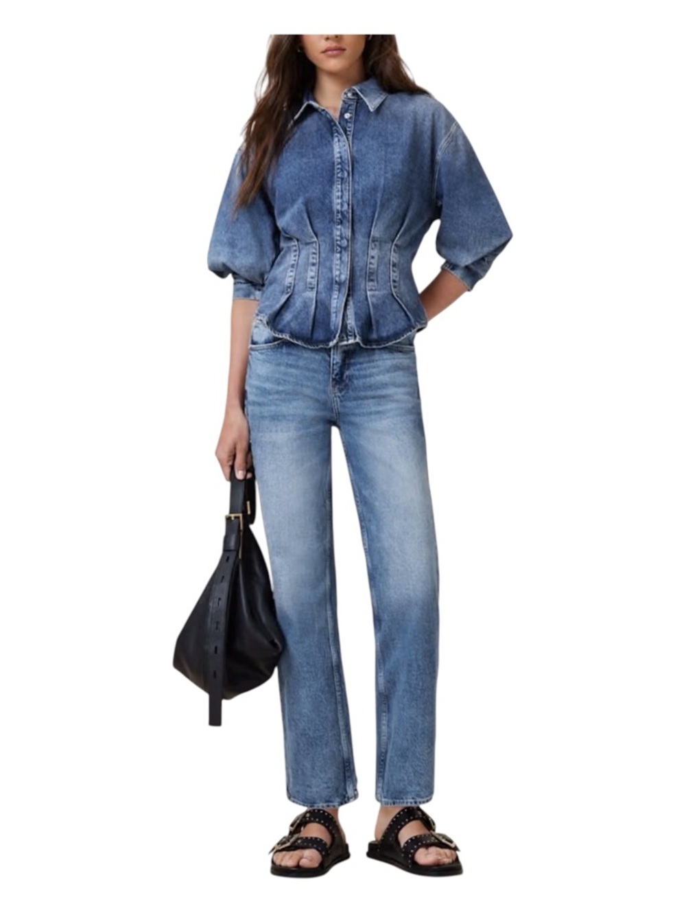 ZARA Classic Blue Mid-Rise Straight-Leg Jeans